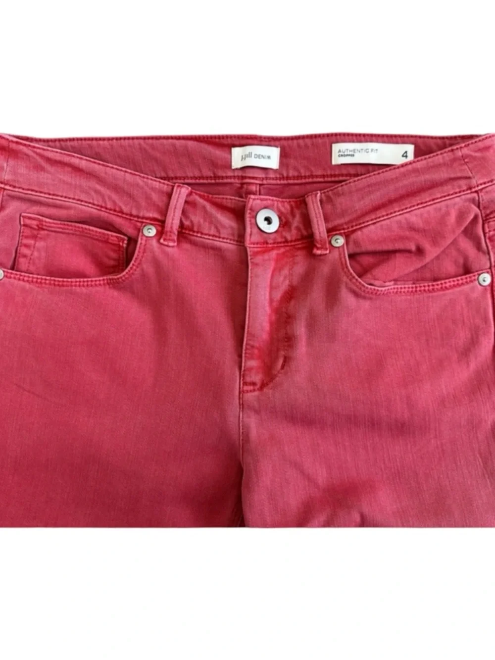 J. Jill Denim Authentic Fit Cropped Jeans Women’s 4 Coral Pink Stretch Cuff